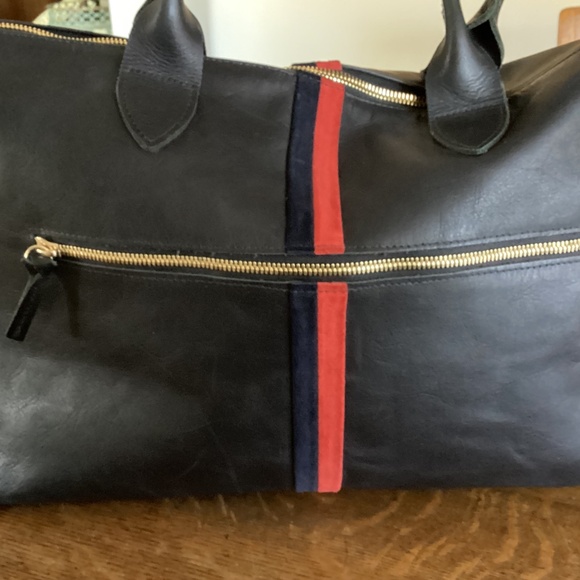 Clare V. Tote Black / Red & Navy Stripe - Picture 5 of 10